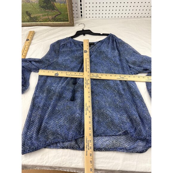 Lane Bryant Blue Sheer Knit Blouse Plus Size 18/20 Long Sleeve Boho Casual - Picture 6 of 6